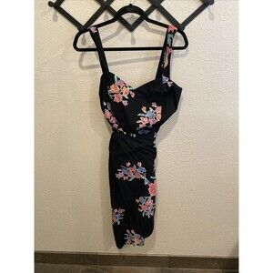 Java Wraps Sarong Dress Black Floral Medium
